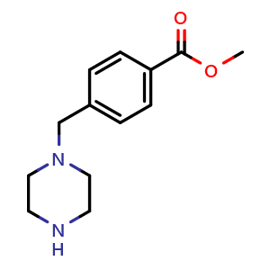 Chemical structure of Methyl 4-piperazin-1-ylmethylbenzoate , CAS 86620-81-7, AChemBlock X181121