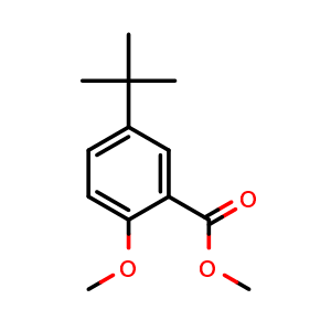 Chemical structure of methyl 5-(tert-butyl)-2-methoxybenzoate , CAS 87188-70-3, AChemBlock X181128