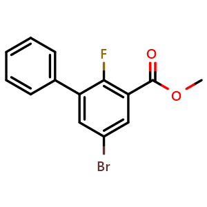 Chemical structure of Methyl 5-bromo-2-fluoro-[1,1'-biphenyl]-3-carboxylate , CAS 2643368-48-1, AChemBlock X181135