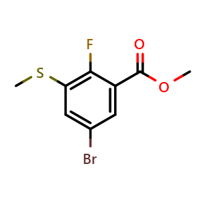Chemical structure of Methyl 5-bromo-2-fluoro-3-(methylthio)benzoate , CAS 2764730-94-9, AChemBlock X181136