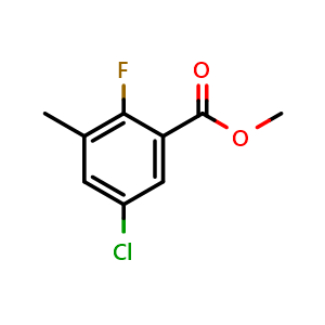 Chemical structure of Methyl 5-chloro-2-fluoro-3-methylbenzoate , CAS 1526817-07-1, AChemBlock X181151