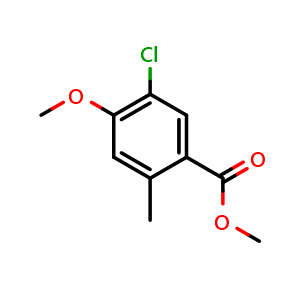 Chemical structure of Methyl 5-chloro-4-methoxy-2-methylbenzoate , CAS 109803-48-7, AChemBlock X181154