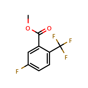 Chemical structure of methyl 5-fluoro-2-(trifluoromethyl)benzoate , CAS 773873-90-8, AChemBlock X181164
