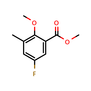 Chemical structure of Methyl 5-fluoro-2-methoxy-3-methylbenzoate , CAS 2111565-33-2, AChemBlock X181165