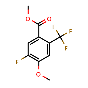 Chemical structure of Methyl 5-fluoro-4-methoxy-2-(trifluoromethyl)benzoate , CAS 2704722-40-5, AChemBlock X181166