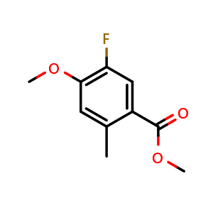 Chemical structure of Methyl 5-fluoro-4-methoxy-2-methylbenzoate , CAS 2113095-24-0, AChemBlock X181167