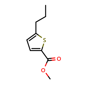 Chemical structure of Methyl 5-propylthiophene-2-carboxylate , CAS 161618-22-0, AChemBlock X181180