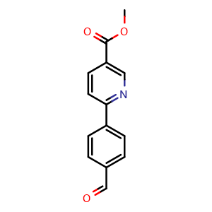 Chemical structure of Methyl 6-(4-formylphenyl)nicotinate , CAS 2755724-07-1, AChemBlock X181183