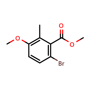 Chemical structure of Methyl 6-bromo-3-methoxy-2-methylbenzoate , CAS 55289-16-2, AChemBlock X181192