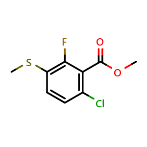 Chemical structure of Methyl 6-chloro-2-fluoro-3-(methylthio)benzoate , CAS 2755717-41-8, AChemBlock X181196