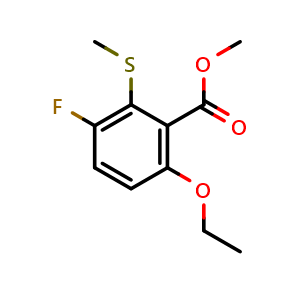 Chemical structure of Methyl 6-ethoxy-3-fluoro-2-(methylthio)benzoate , CAS 2755723-15-8, AChemBlock X181200