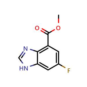 Chemical structure of Methyl 6-fluoro-1H-benzo[d]imidazole-4-carboxylate , CAS 1305323-25-4, AChemBlock X181204