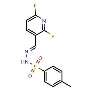 Chemical structure of N'-((2,6-difluoropyridin-3-yl)methylene)-4-methylbenzenesulfonohydrazide , CAS 2586233-08-9, AChemBlock X181230