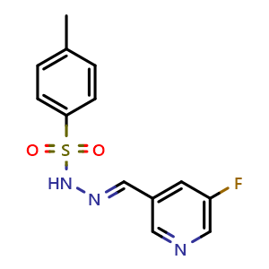Chemical structure of N'-((5-fluoropyridin-3-yl)methylene)-4-methylbenzenesulfonohydrazide , CAS 107756-01-4, AChemBlock X181235