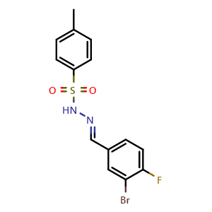 Chemical structure of N'-(3-bromo-4-fluorobenzylidene)-4-methylbenzenesulfonohydrazide , CAS 2131827-25-1, AChemBlock X181275