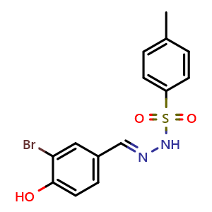 Chemical structure of N'-(3-bromo-4-hydroxybenzylidene)-4-methylbenzenesulfonohydrazide , CAS 359422-09-6, AChemBlock X181276