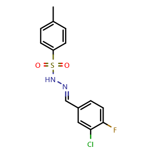 Chemical structure of N'-(3-chloro-4-fluorobenzylidene)-4-methylbenzenesulfonohydrazide , CAS 2131827-24-0, AChemBlock X181284