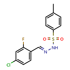 Chemical structure of N'-(4-chloro-2-fluorobenzylidene)-4-methylbenzenesulfonohydrazide , CAS 2432855-09-7, AChemBlock X181302