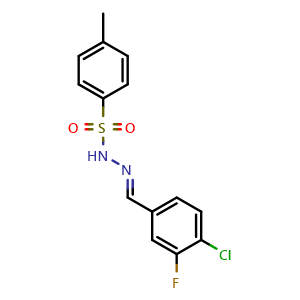 Chemical structure of N'-(4-chloro-3-fluorobenzylidene)-4-methylbenzenesulfonohydrazide , CAS 2306459-81-2, AChemBlock X181304