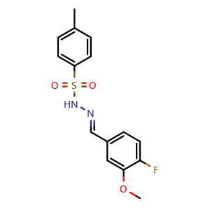 Chemical structure of N'-(4-fluoro-3-methoxybenzylidene)-4-methylbenzenesulfonohydrazide , CAS 2414426-30-3, AChemBlock X181309