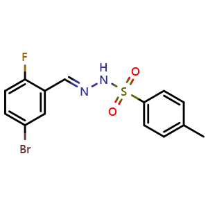 Chemical structure of N'-(5-bromo-2-fluorobenzylidene)-4-methylbenzenesulfonohydrazide , CAS 1303005-85-7, AChemBlock X181315