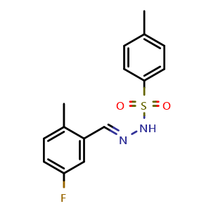 Chemical structure of N'-(5-fluoro-2-methylbenzylidene)-4-methylbenzenesulfonohydrazide , CAS 2432855-05-3, AChemBlock X181323