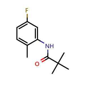 Chemical structure of N-(5-fluoro-2-methylphenyl)pivalamide , CAS 916037-73-5, AChemBlock X181324