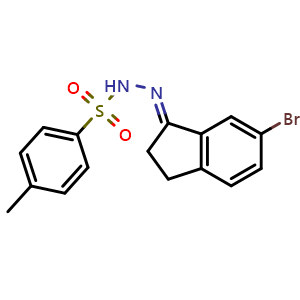 Chemical structure of N'-(6-bromo-2,3-dihydro-1H-inden-1-ylidene)-4-methylbenzenesulfonohydrazide , CAS 1978295-65-6, AChemBlock X181326