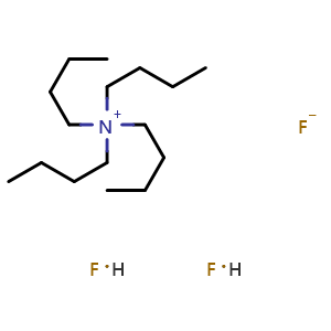 Chemical structure of N,N,N-Tributyl-1-butanaminium fluoride hydrofluoride (1:1:2) , CAS 148305-65-1, AChemBlock X181340
