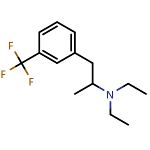 Chemical structure of n,n-diethyl-alpha-methyl-m-trifluoromethylphenethylamine , CAS 74051-11-9, AChemBlock X181351