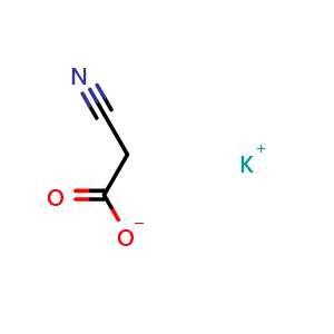 Chemical structure of potassium 2-cyanoacetic acid , CAS 7062-95-5, AChemBlock X181436
