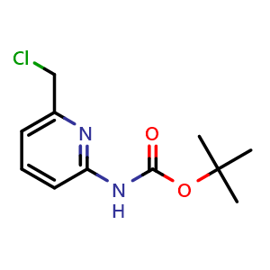 Chemical structure of tert-Butyl (6-(chloromethyl)pyridin-2-yl)carbamate , CAS 1060801-25-3, AChemBlock X181482