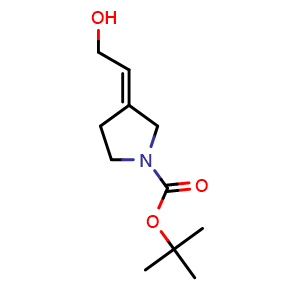 Chemical structure of tert-butyl 3-(2-hydroxyethylidene)pyrrolidine-1-carboxylate , CAS 441773-68-8, AChemBlock X181498