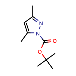 Chemical structure of Tert-butyl 3,5-dimethyl-1H-pyrazole-1-carboxylate , CAS 219580-24-2, AChemBlock X181505