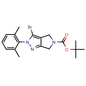 Chemical structure of tert-butyl 3-bromo-2-(2,6-dimethylphenyl)-2,6-dihydropyrrolo[3,4-c]pyrazole-5(4H)-carboxylate , CAS 2832481-28-2, AChemBlock X181506