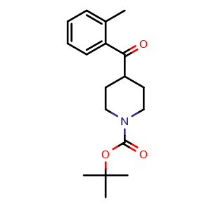 Chemical structure of tert-butyl 4-(2-methylbenzoyl)piperidine-1-carboxylate , CAS 912769-10-9, AChemBlock X181511