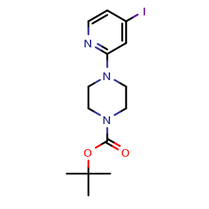Chemical structure of Tert-butyl 4-(4-iodopyridin-2-yl)piperazine-1-carboxylate , CAS 1704065-58-6, AChemBlock X181517