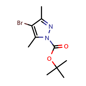 Chemical structure of tert-Butyl 4-bromo-3,5-dimethyl-1H-pyrazole-1-carboxylate , CAS 1040276-87-6, AChemBlock X181525