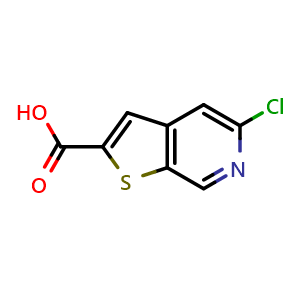 Chemical structure of Thieno[2,3-c]pyridine-2-carboxylic acid, 5-chloro- , CAS 1556846-22-0, AChemBlock X181558