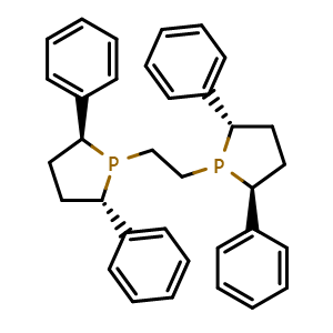 Chemical structure of (2S,5S)-1-[2-[(2S,5S)-2,5-diphenylphospholan-1-yl]ethyl]-2,5-diphenyl-phospholane , CAS 824395-67-7, AChemBlock X181593