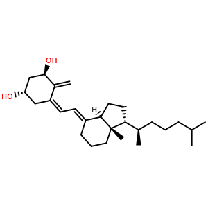 Chemical structure of 1α-Hydroxy-5,6-trans-vitamin D3 , CAS 65445-14-9, AChemBlock X181620