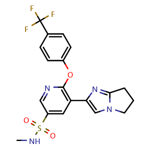 Chemical structure of 5-(6,7-dihydro-5H-pyrrolo[1,2-a]imidazol-2-yl)-N-methyl-6-(4-(trifluoromethyl)phenoxy)pyridine-3-sulfonamide , CAS 2821763-12-4, AChemBlock X181638