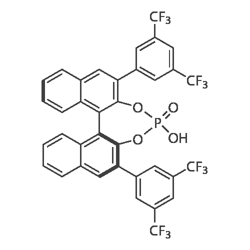 Chemical structure of (11bR)-2,6-Bis[3,5-bis(trifluoromethyl)phenyl]-4-hydroxydinaphtho[2,1-d:1',2'-f]-1,3,2-dioxaphosphepin 4-oxide , CAS 878111-17-2, AChemBlock X181697