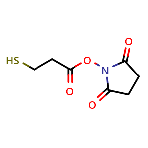 Chemical structure of 3-Mercapropropanoyl-N-hydroxysuccinimide ester , CAS 117235-10-6, AChemBlock X181699