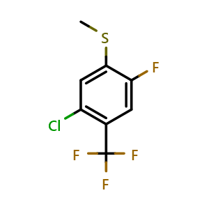 Chemical structure of (5-chloro-2-fluoro-4-(trifluoromethyl)phenyl)(methyl)sulfane , CAS 2710427-91-9, AChemBlock X181708
