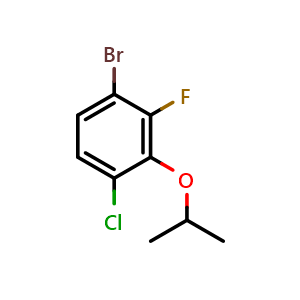 Chemical structure of 1-bromo-4-chloro-2-fluoro-3-isopropoxybenzene , CAS 943830-17-9, AChemBlock X181716