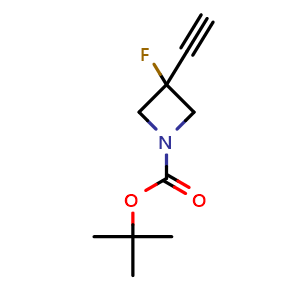 Chemical structure of tert-butyl 3-ethynyl-3-fluoro-azetidine-1-carboxylate , CAS 2126161-88-2, AChemBlock X181748