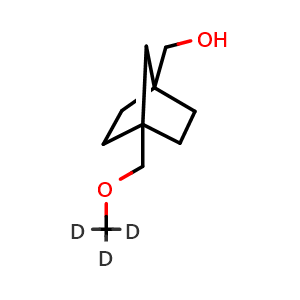 Chemical structure of [4-(trideuteriomethoxymethyl)norbornan-1-yl]methanol , CAS 2725774-25-2, AChemBlock X181750