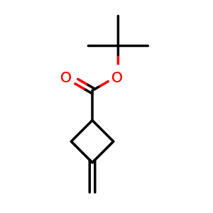 Chemical structure of tert-butyl 3-methylenecyclobutanecarboxylate , CAS 122699-51-8, AChemBlock X181754