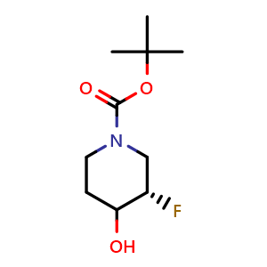 Chemical structure of tert-butyl (3S)-3-fluoro-4-hydroxy-piperidine-1-carboxylate , CAS 1418193-04-0, AChemBlock X181760
